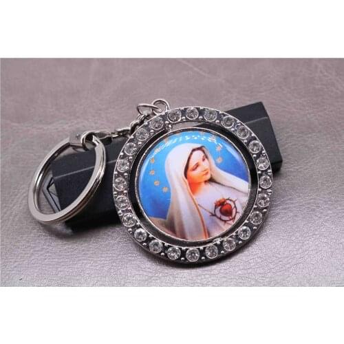 Christ Jesus Cross Rotating Key Chain, Christ Icon Jesus / Virgin Mary Key Chain, Car Keychain Jewelry, Random Picture