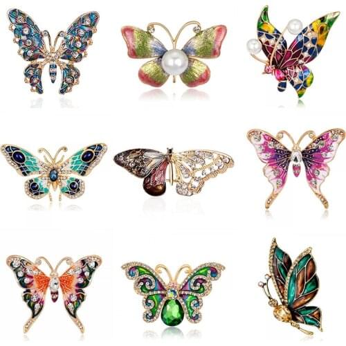 Beautiful Colorful Crystal Butterfly Brooch Women Cute New Fashion Hot Flying Insect Girls Wedding Coat Dress Pin Jewelry Gifts