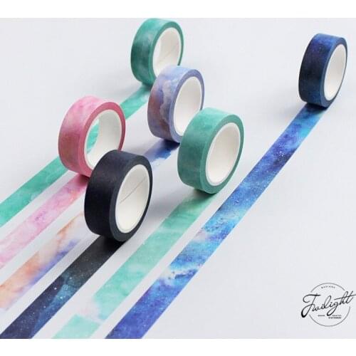 1PCS Twilight Dream Nebula Paper Washi Tape 15mm*8m Masking Tapes For Diary Album Scrapbooking Decoration Stationery
