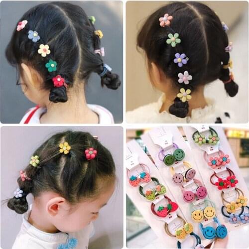 10 pieces / group Korean Version cute girl cartoon hair rope baby does not hurt hair, skin rope ties hair and small leather band