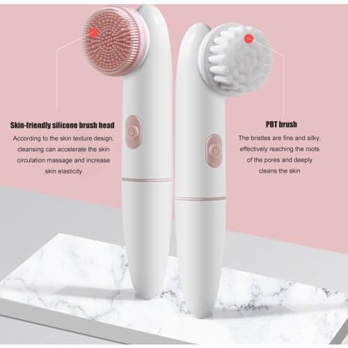 2 in 1 Pore Cleaning Skin Care Waterproof Electric Facial Cleanser Brush Massager Silicone Electric Facial Cleanser Brush