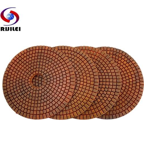 RIJILEI 4PCS 6 Inch Diamond Polishing Pad Copper Bond Wet Polishing Pads For Granite Marble Concrete Floor Super Grinding Discs