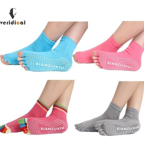 5 Pairs Five Fingers Socks Cotton Woman Non-slip Breathable Exposing The Toes Socks Colorful Professional Cool Sock Slippers