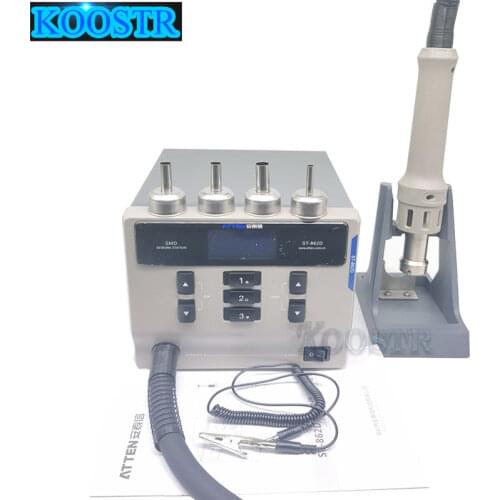 ATTEN 1000W Rework Station Intelligent LCD Screen Display Auto- Sleep Hot Air Gun for PCB Welding Repair St-862D