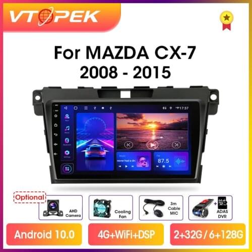 Vtopek 9" 2din 4+64G Android Car Radio Multimedia Video Player Navigation GPS For Mazda CX7 CX-7 CX 7 2008-2015 Head Unit 2 din