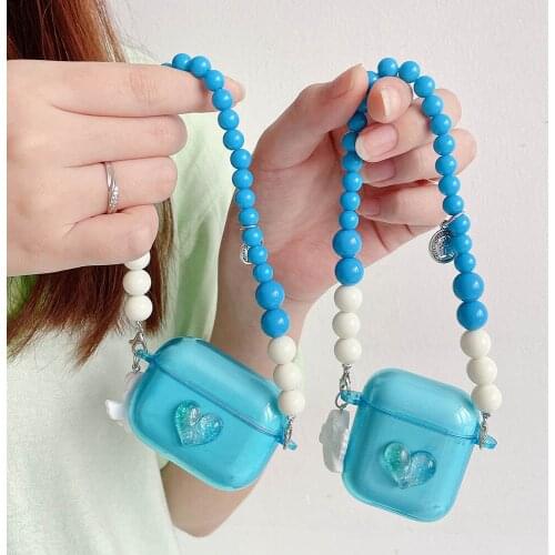 3D Love Heart Glitter TPU Cases For Apple AirPods Pro 1 2 Cute Angel Bracelet Bluetooth Earphone Charging Case Shockproof Cover