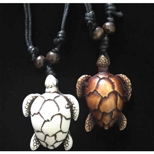 Drop Shipping Men Womens Imitation Yak Bone Cute Tortoise Hawaii Tribal Surfer Sea Turtles Charms Pendant Necklace Amulet Gifts