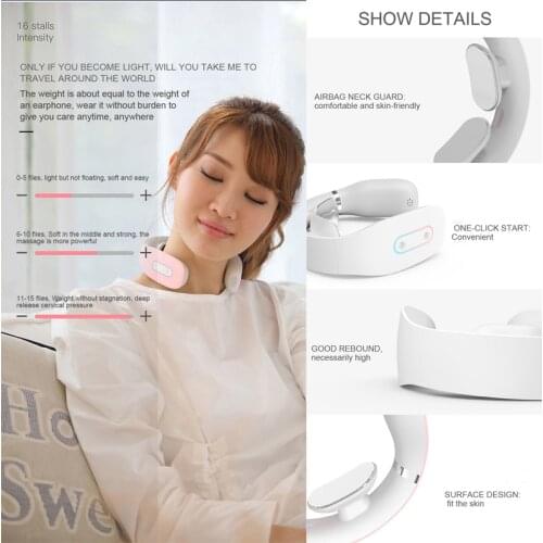 Electric Back and Neck Pulse Massager with Voice Therapy Massage Voice Broadcast echargeable Heating Function Neck Massager