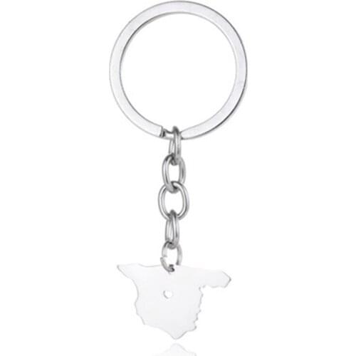 Hot Spanish national stainless steel tag Creative Spain national map keychain Men and women jewelry