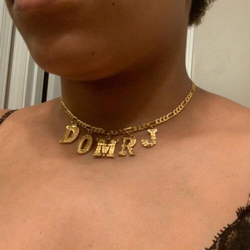 Big Letters Necklace Stainless Steel Alphabet Jewelry Initials DIY Pendant Necklace Fashion Jewelry Best Friend Gifts