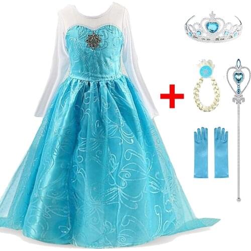 Fancy Cosplay Snow Queen Princess Dress Clothing Girls Elsa Dress Anna Kids Childrens Costumes Birthday Party Robe Infantil