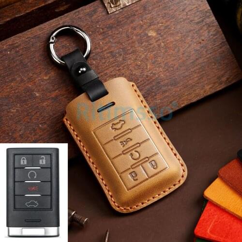 Handmade Leather Car Key Cover Case For Cadillac CTS ATS XTS SLS SRX XLS DTS STS Seville Escalade for Chevrolet C7 Corvette