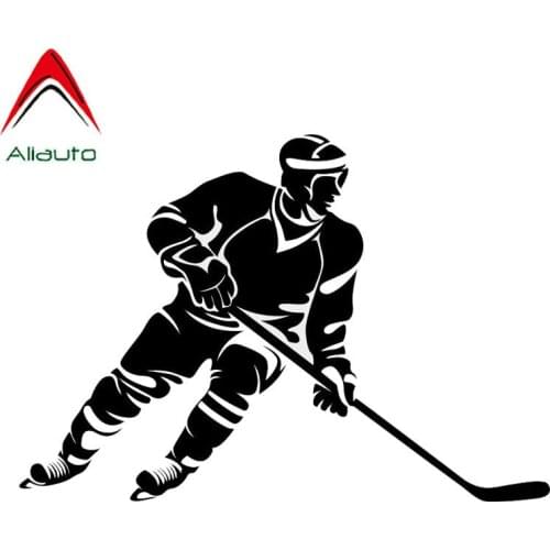 Aliauto Creative Stylish Car Sticker Automobile Styling Ice Hockey Player Decal Waterproof Sunscreen Black/silver,19cm*12cm