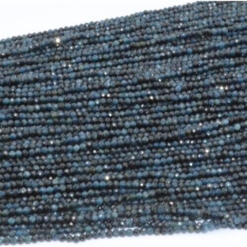 Natural Dark Blue Tourmaline Faceted Round Beads 2.3mm