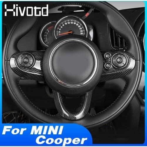 Steering Wheel Button Cover Carbon Fiber Interior Trim Accessories Car Styling For Mini Cooper F54 F55 F56 F57 F60 Countryman