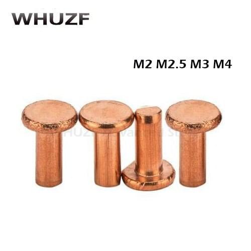 M2/M2.5/M3/M4*3/4/5/6/8/10/12/14/16/20mm standard GB109 flat head copper rivet solid rivet flat cap copper nail
