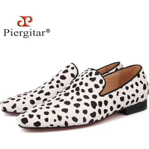 Piergitar 2019 new handmade men fashion party and wedding loafers Zebra pattern horse hair men dress shoes Plus size male flats