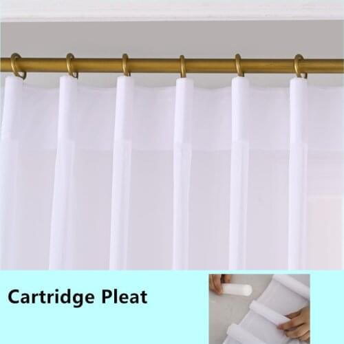 Cartridge Pleat Morden Soft Snow Pure White Chiffon Window Tulle Curtains for Living Room Sheer Veil Voile Bedroom Drapers