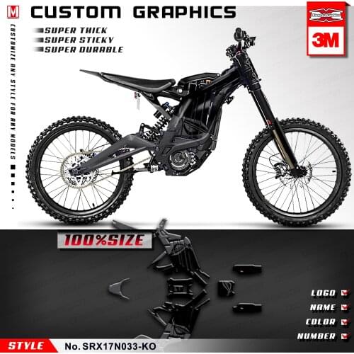 KUNGFU GRAPHICS Personalized Stickers Kit for Sur-Ron Light Bee X/S Electric Bike, Black Grey (Style No.SRX17N033-KO)