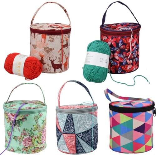 New Round Knitting Bag Home Daily Storage Bag Wool Yarn Crochet Sewing Needle Handbag Weaving Tool Tote Yarn Storage Basket