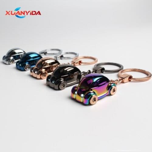 New Style Metal light Key Chain Women Men Beetle Shaped Car model Car Key Ring Fashion Key Holder Hot Keychain Best Jewelry gift