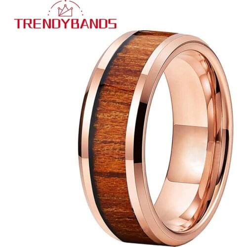 Tungsten Carbide Engagement Rings For Men Women Wedding Band 8MM Rose Gold Fashion Jewelry Comfort Fit