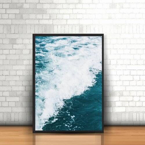 Nordic Style Popular Canvas Print Painting Of Seawater Waves And Quote Wall Art Picture For Living Room Home Decor Unframed NO.1