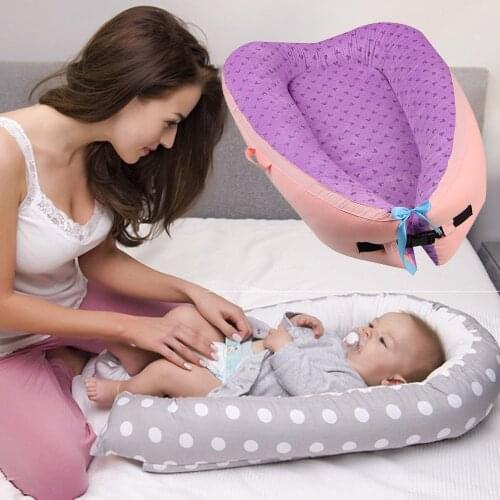 Portable Baby Bed Soft Cotton Baby Crib Infant Nest Washable Babynest Soft Childrens Bed Cradle Outdoor Toddler Traveling Crib