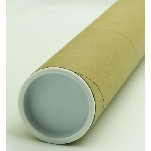 Plain kraft poster mailing packaging paper tube with black plastic caps