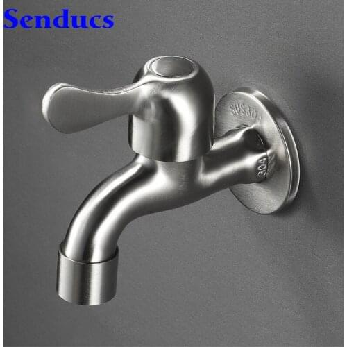 Washing Machine Faucet 304 Stainless Steel Bathroom Biibcock Wall Mounted Home Garden Bibcock Brushed Washing Machine Mixer Tap