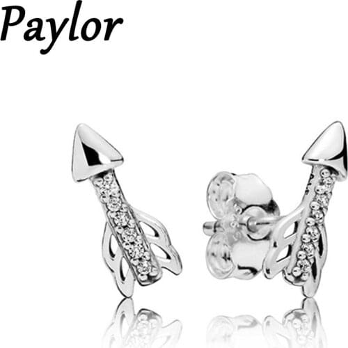 Paylor 2020 New Shining CZ Zircon Love Arrow Stud Earrings For Women Engagement Earrings Fashion Jewelry Accesorios Mujer