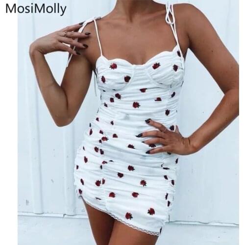 Rose Floral Dress Women Party Club Mini Dress 2021 Summer Bodycon Female Vestidos Bow Dress Lace Dress