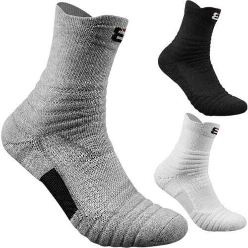 1pair Sports Socks Middle Tube Basketball Badminton Running Outdoor Socks Comfortable Thickened Towel Bottom Sweat Absorption