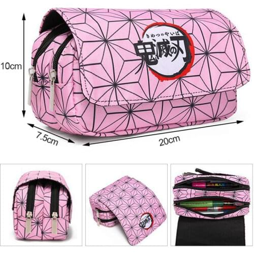 1Pcs Anime Demon Slayer Kimetsu No Yaiba Pencil Case Zipper Student Stationery Wallet Storage Bag School Season Gift
