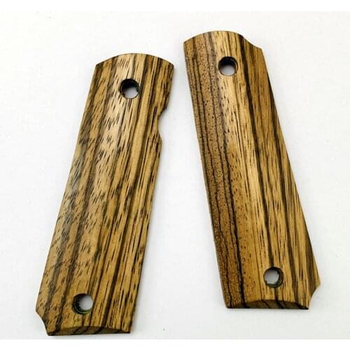 2Pieces 1911 Grips Natural zebra wood Handle Grips Patch Custom Grips CNC Handle Grips