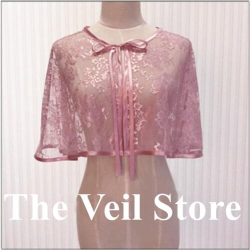 2019 Women Lace Satin Edge Bridal Bolero Wedding Capes Wraps for Evening Party Chaqueta Chales de fiesta mujer novia Tie Style