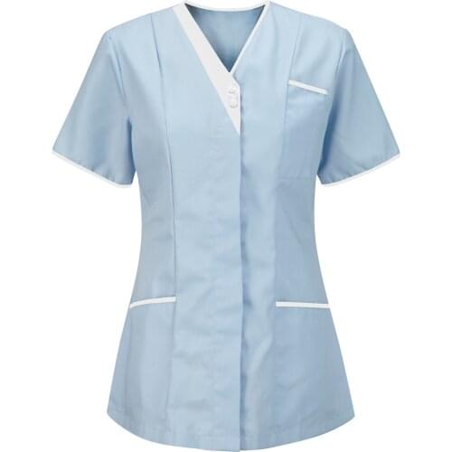 2021 Nurse Uniform Womens Tops Short Sleeve U-neck Tops Working Printing T-shirt Blouse Nurses Uniform Top Uniforme Enfermera