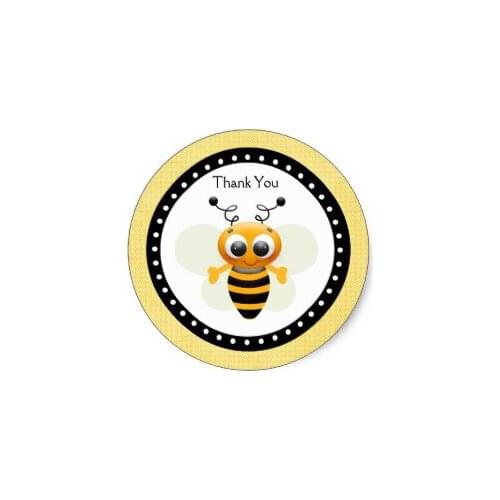 3.8cm Bumble Bee Custom Baby Shower Stickers