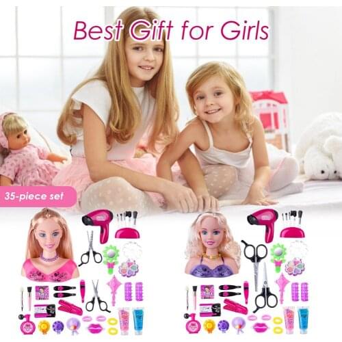 35 Piece Kids Hairdressing Makeup Dolls Non-toxic Innovative Toy Simulation Dolls Princess Hairdressing Dolls Toys Girls Playset