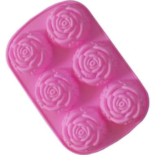 50pcs 6 lattices Rose Cake Pudding Molds DIY Silicone Molds Soap Moulds