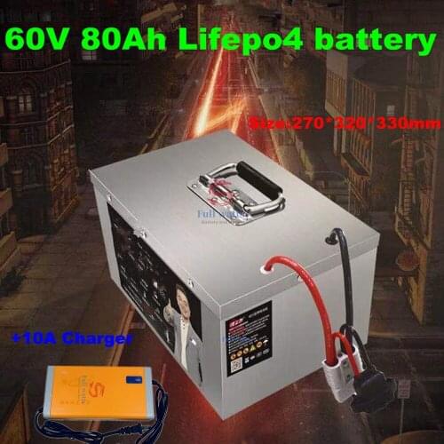 60v 80Ah 50A 80A 100A Real Large Capacity LiFePo4 Battery for Electric Motorcyc Motor Tricycle Solar Energy EV RV + 10A Charger
