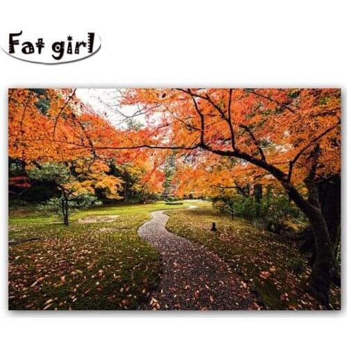 Diy Diamond Painting Autumn Landscape With Red Leaves 5D Square Round Drill Mosaic Embroidery Cross Stitch Handmade Decoration