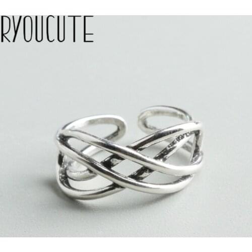 Bohemian Ethnic Silver Color Hollow Line Cross Rings for Women Bridal Wedding Vintage Open Finger Rings Christmas Gifts