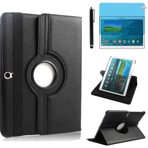 Stand Case For Samsung Galaxy Tab S 10.5 " T800 T801 T805 Tablet PU Leather Cover 360 Degree Rotating Protector Tempered Glass