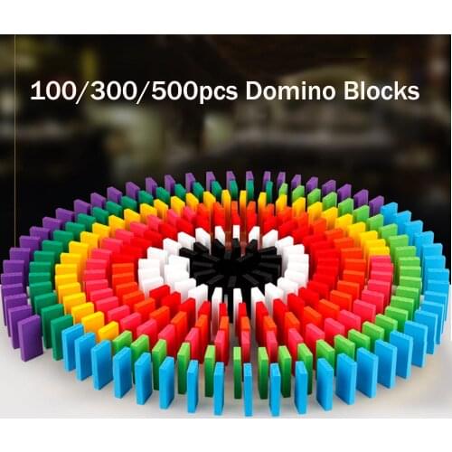 100/300/500pcs Kids Wooden Domino Blocks Rainbow Jigsaw Domino Game Toys Montessori Educational Toys for Children Gift
