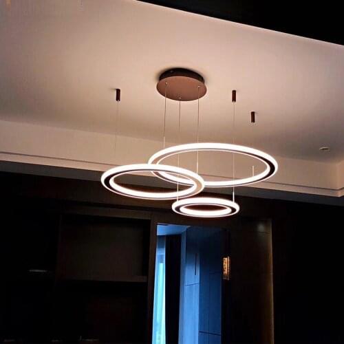 Ring double-sided LED chandelier Living room dining room bedroom study chandelier Shop cafe clothing store chandelier