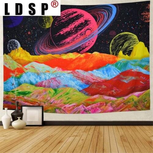 LDSP Tapestry Wall Hanging Planet Mountains Fabric Mural Background Cloth Wall Rugs Towel Beach Blanket Dorm Living Home Decor