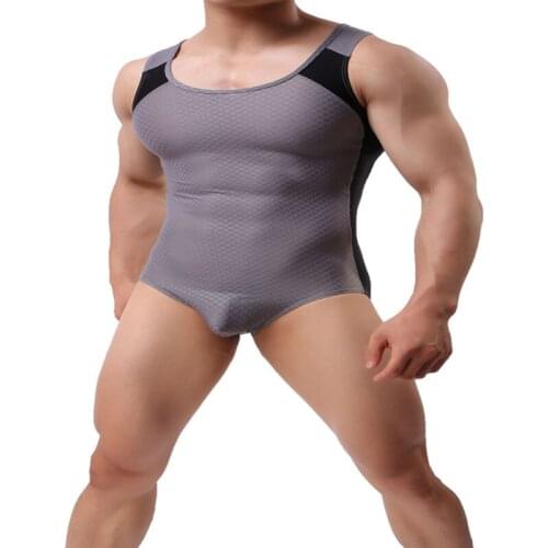 Men Body Shaping Bodysuit General Seamless Sexy Bodysuit Leotard Tank Bodysuits Jumpsuit Sleep Wear Splice Underwear