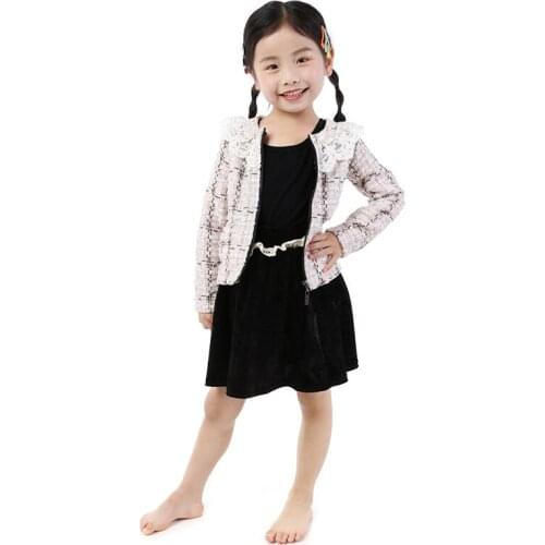 Kaiya angel Boutique Girls Clothing Set Long sleeve Coat+ Sleeveless Velvet Dress Toddler Spring Autumn Back to School Outfit