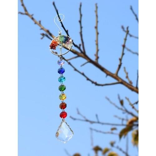 28cm Colorful DIY Crystal Beads Rainbow Pendant Creative Wind Chime Handcraft For Home Decoration Window Ornament
